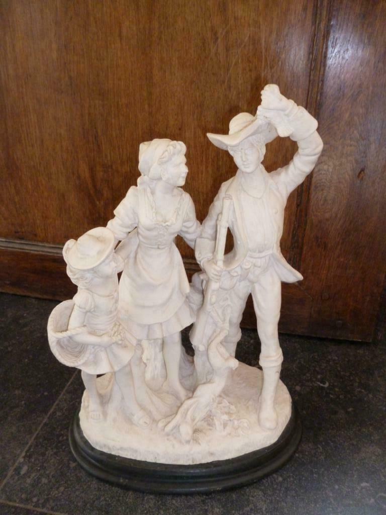 Belle sculpture statue ancienne décor en biscuit porcelaine, Enlèvement ou Envoi, Utilisé