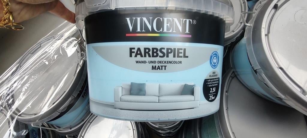 Peinture Vincent bleu aqua mat 2,5L peinture murs et plafond, Bricolage & Construction, Enlèvement ou Envoi, Neuf, Bleu, Peinture