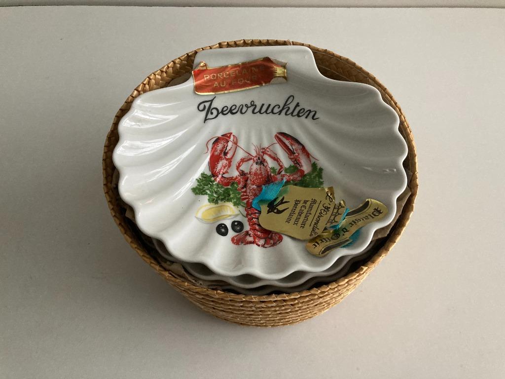 6 plats de fruits de mer L'Hirondelle en porcelaine (pétoncl, Enlèvement ou Envoi