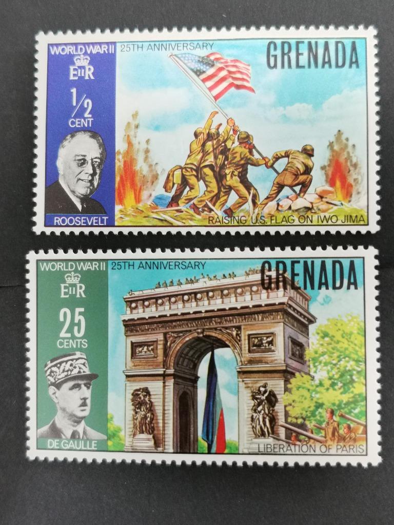 Grenada 1970 - Roosevelt, Iwo Jima, vlag, De Gaulle *, Ophalen of Verzenden, Postfris, Noord-Amerika