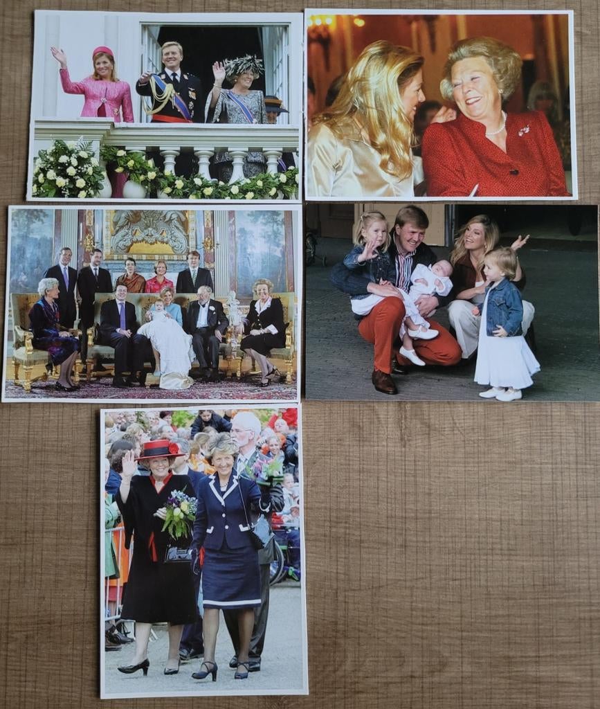 5 postkaarten: Nederlandse Koningshuis, Verzamelen, Koningshuis en Royalty, Ophalen of Verzenden, Zo goed als nieuw, Kaart, Foto of Prent