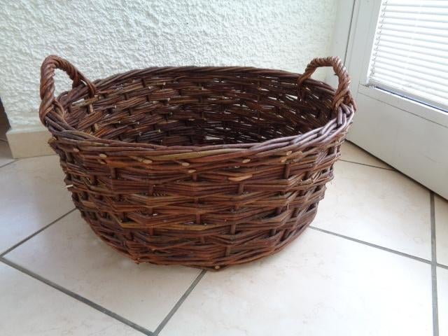 Large panier rond en osier, avec anse. 50 X 21 cm, Osier, Rond, Enlèvement, Panier