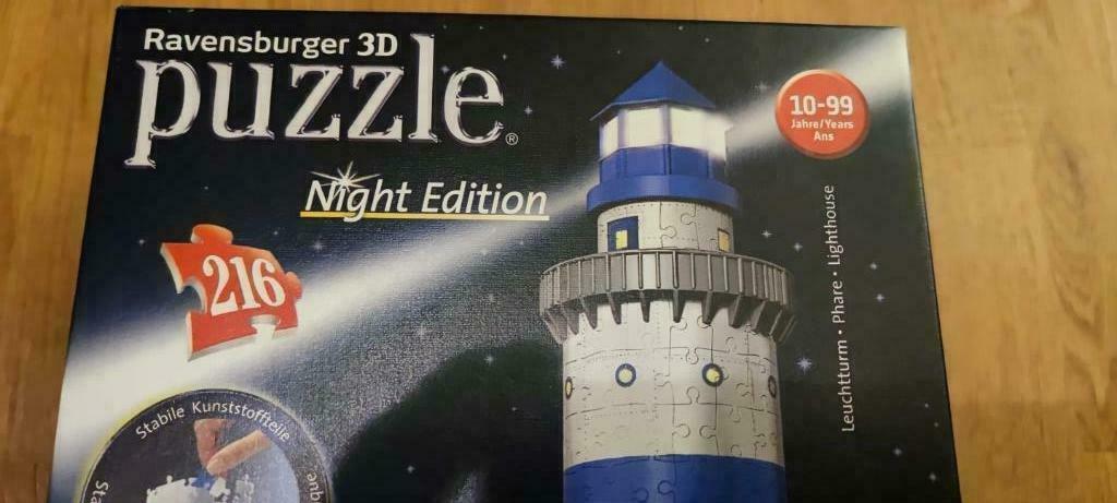 Ravensburger 3D puzzel vuurtoren night edition met licht 216, Enlèvement ou Envoi, Plus de 50 pièces, Utilisé, 6 ans ou plus