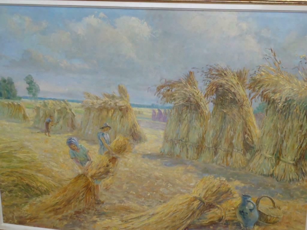 Adolf BAEYENS °1886-1969 Luminisme grote olie/doek 'oogst', Antiek en Kunst, Ophalen