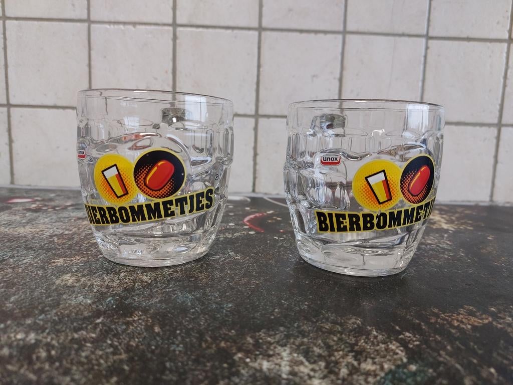 Unox bierbommetjes glas, Ophalen of Verzenden, Zo goed als nieuw, Bierglas