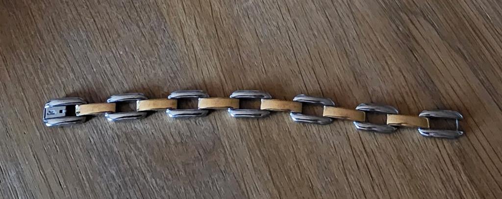 victoria armband 18cm geel en wit bladgoud pandora style, Handtassen en Accessoires, Armbanden, Ophalen of Verzenden, Zo goed als nieuw