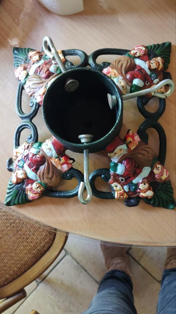 kleurrijke vintage gietijzeren kerstboomvoet, Enlèvement, Utilisé