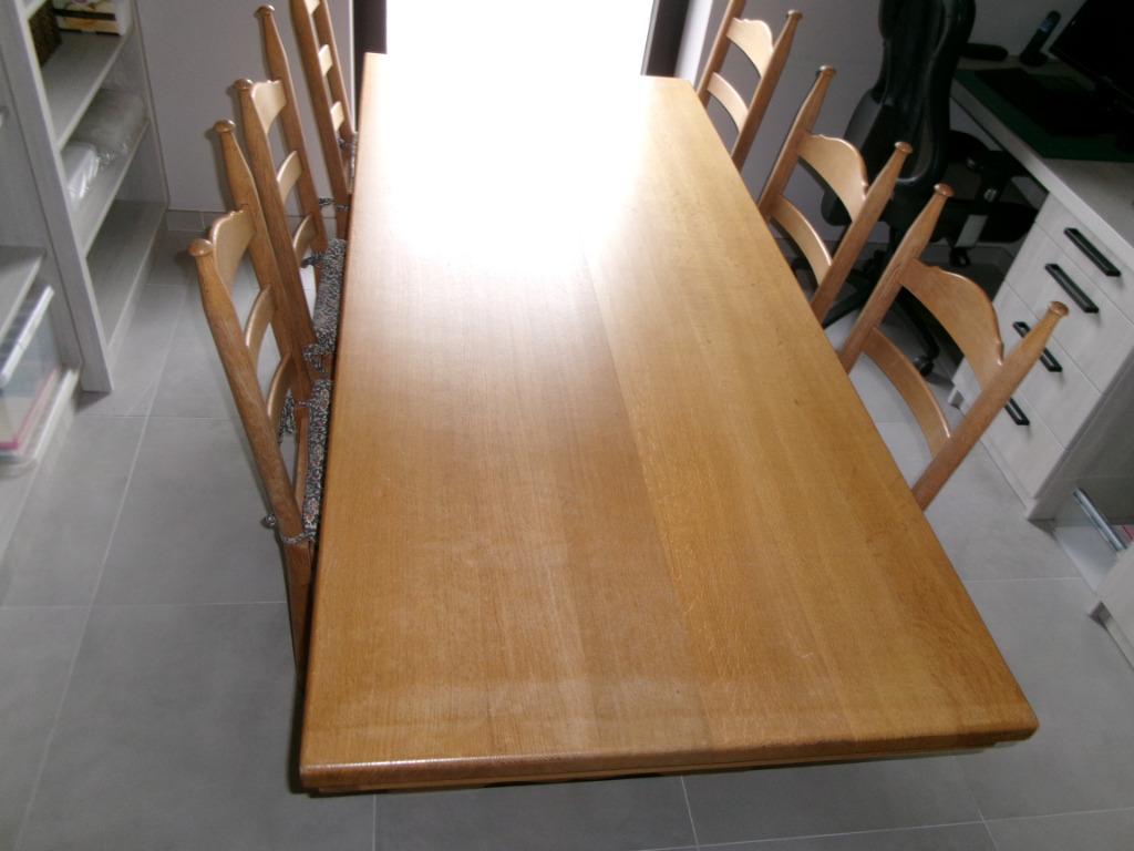 eiken tafel en stoelen, Ophalen, Gebruikt, Eikenhout, 200 cm of meer