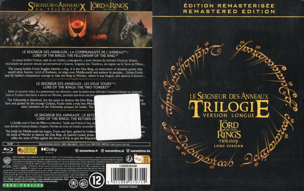 trilogy the lord of the rings (3 blu-ray) nieuw, Cd's en Dvd's, Ophalen of Verzenden, Nieuw in verpakking, Avontuur, Boxset