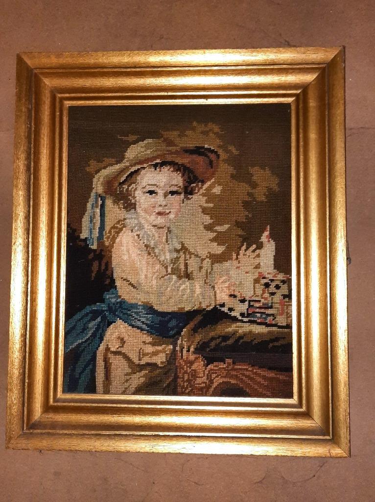 Prachtige borduurwerk van portret een schattig meisje, Enlèvement