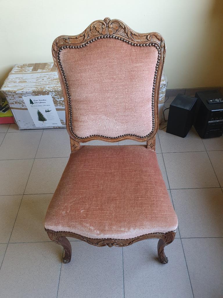 Chaise en tissu en velours rose - Style Louis XV, Enlèvement