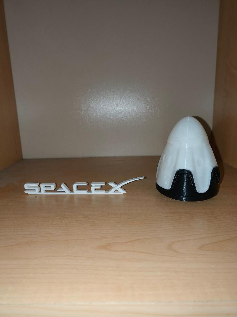 SpaceX Crew Dragon capsule + SpaceX logo, Verzamelen, Beelden en Beeldjes, Nieuw, Overige typen, Ophalen of Verzenden