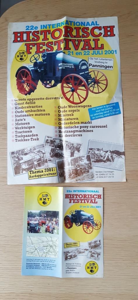2001 historisch festival motoren tractoren - Affiche + flyer, Ophalen of Verzenden, 1980 tot heden