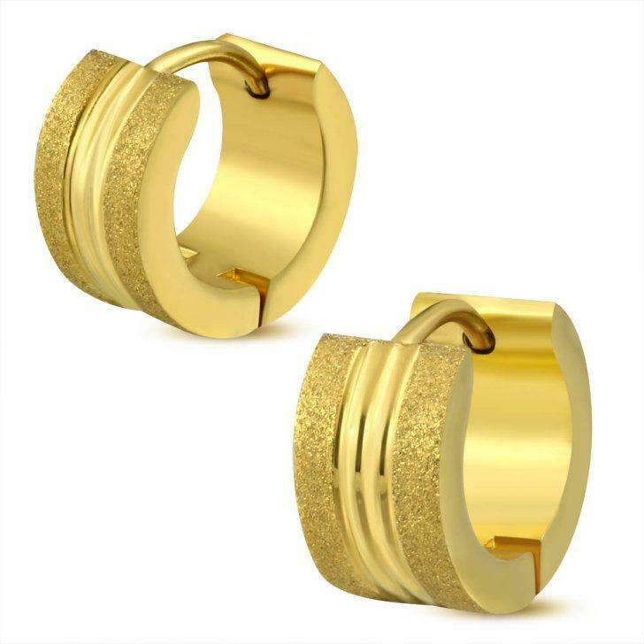 Boucles d'oreilles créoles en acier inoxydable plaqué or, sa, Enlèvement ou Envoi, Neuf, Or, Autres matériaux