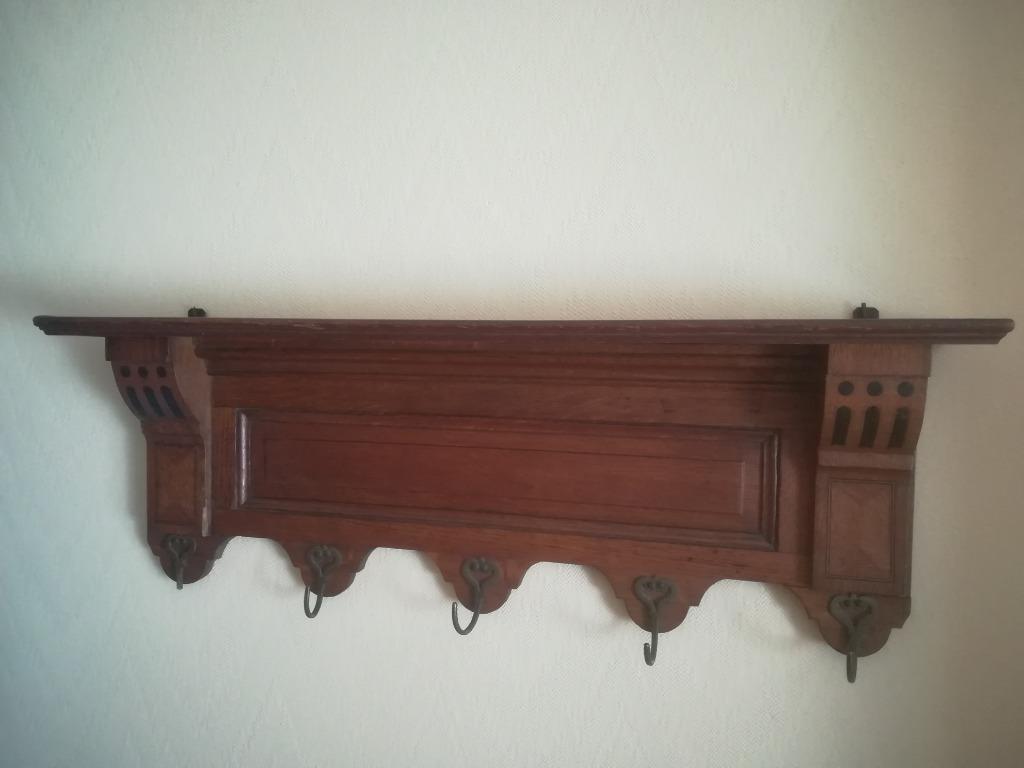 Porte-manteau mural en bois sculpté en chêne, Enlèvement, Utilisé, Bois, Portemanteau mural