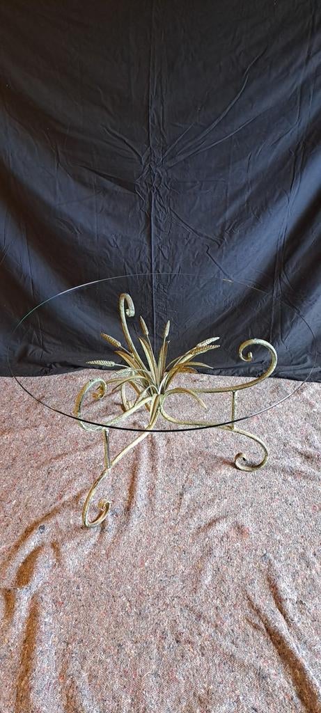 Salontafel van glas en smeedijzer met korenaren, Ophalen