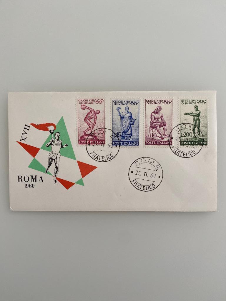 Timbre Enveloppe Premier Jour Italie Roma Olimpiade 1960, Enlèvement ou Envoi, Affranchi