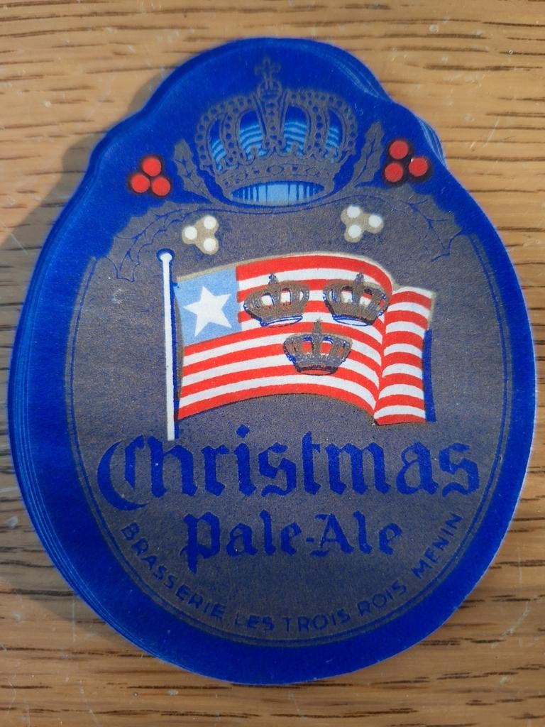 Oud bieretiket Trois Rois Menen Christmas pale ale, Ophalen of Verzenden, Zo goed als nieuw