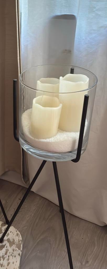 Staander met glas en kaarsen, Ophalen, Zo goed als nieuw