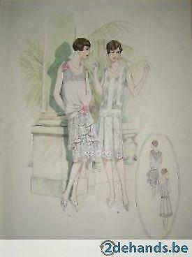 litho uit oude Art Deco kledingcatalogus, Antiek en Kunst, Kunst | Litho's en Zeefdrukken