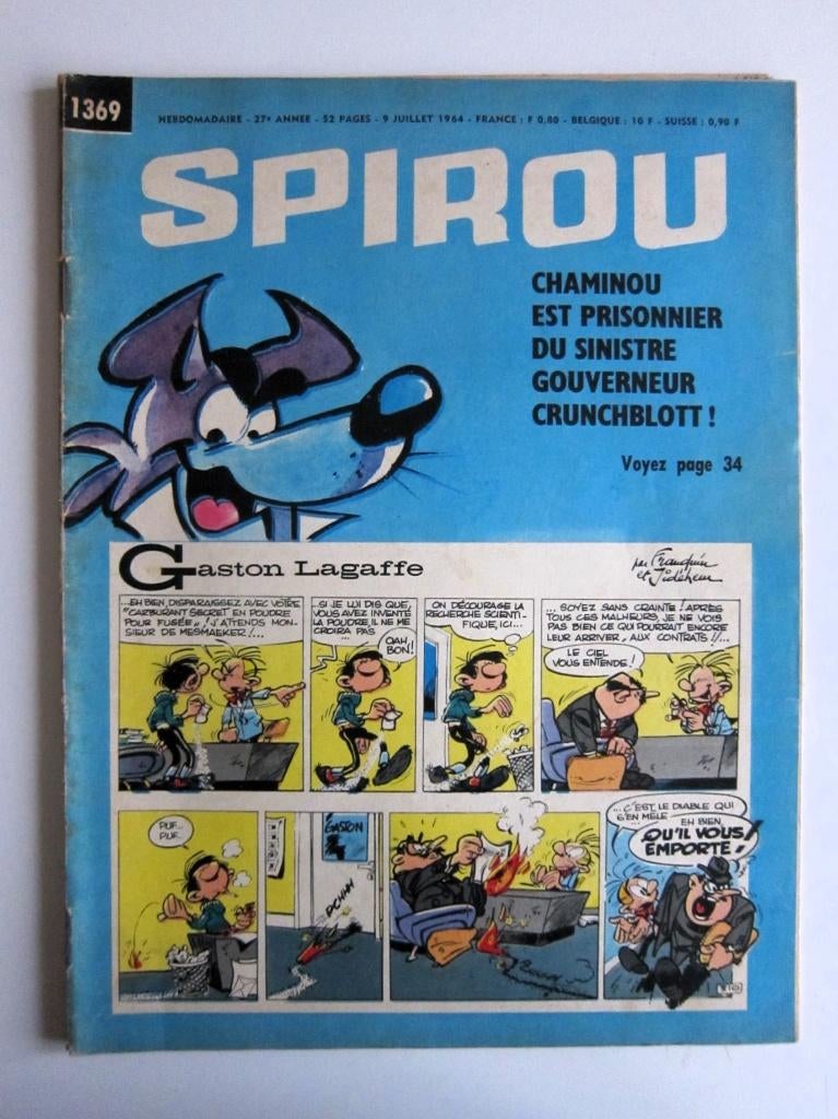 Hebdo Spirou 1369 + mini-récit n°225 (1964), Livres, BD, Utilisé, Une BD, Enlèvement ou Envoi