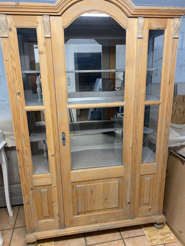 grenen vitrine kast, Antiek en Kunst, Ophalen