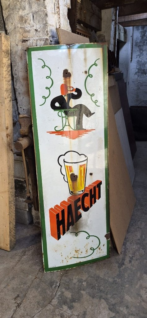 Reclamebord van de Belgische Brouwerij Haacht, Verzamelen, Ophalen, Gebruikt, Reclamebord