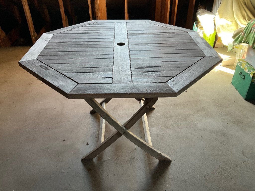 Table à manger + 4 chaises - Teck, Table à dinner, Salons de jardin, Utilisé, Enlèvement