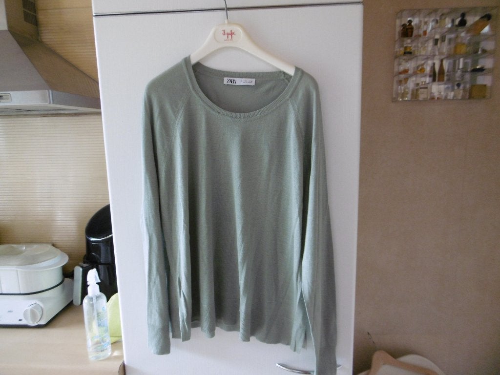 kledij dames, trui groen, "zara" L, Zara, Maat 42/44 (L), Ophalen of Verzenden, Zo goed als nieuw