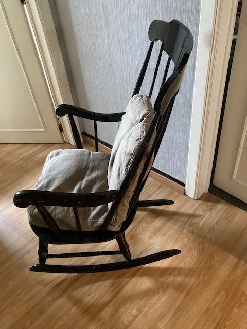 Vintage schommelstoel zwart, Ophalen, Gebruikt, Zwart, Vintage