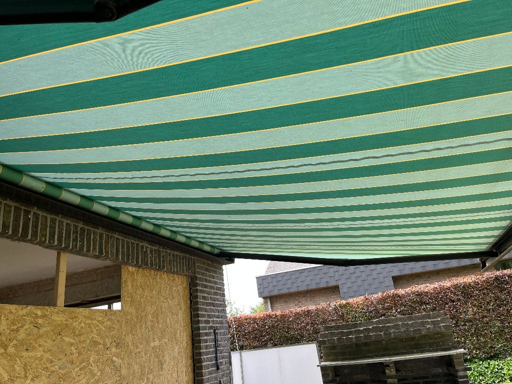 Elektrische zonneluifel - 5m, Tuin en Terras, Ophalen, Gebruikt, 450 cm of meer, Elektrisch