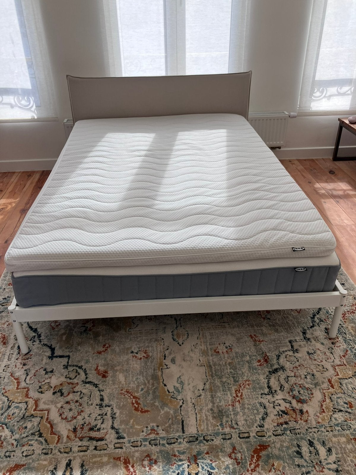 Bed 1.40, Kleppstad Ikea, met matras en topper, beddengoed, Maison & Meubles, Matelas, Enlèvement, 200 cm, Deux personnes