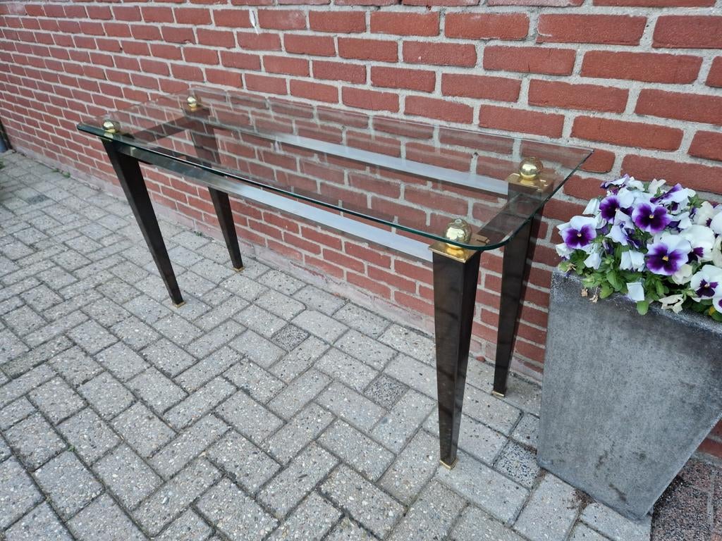 Sidetable in Hollywood Regency / art deco stijl, jaren 80, Enlèvement, Verre