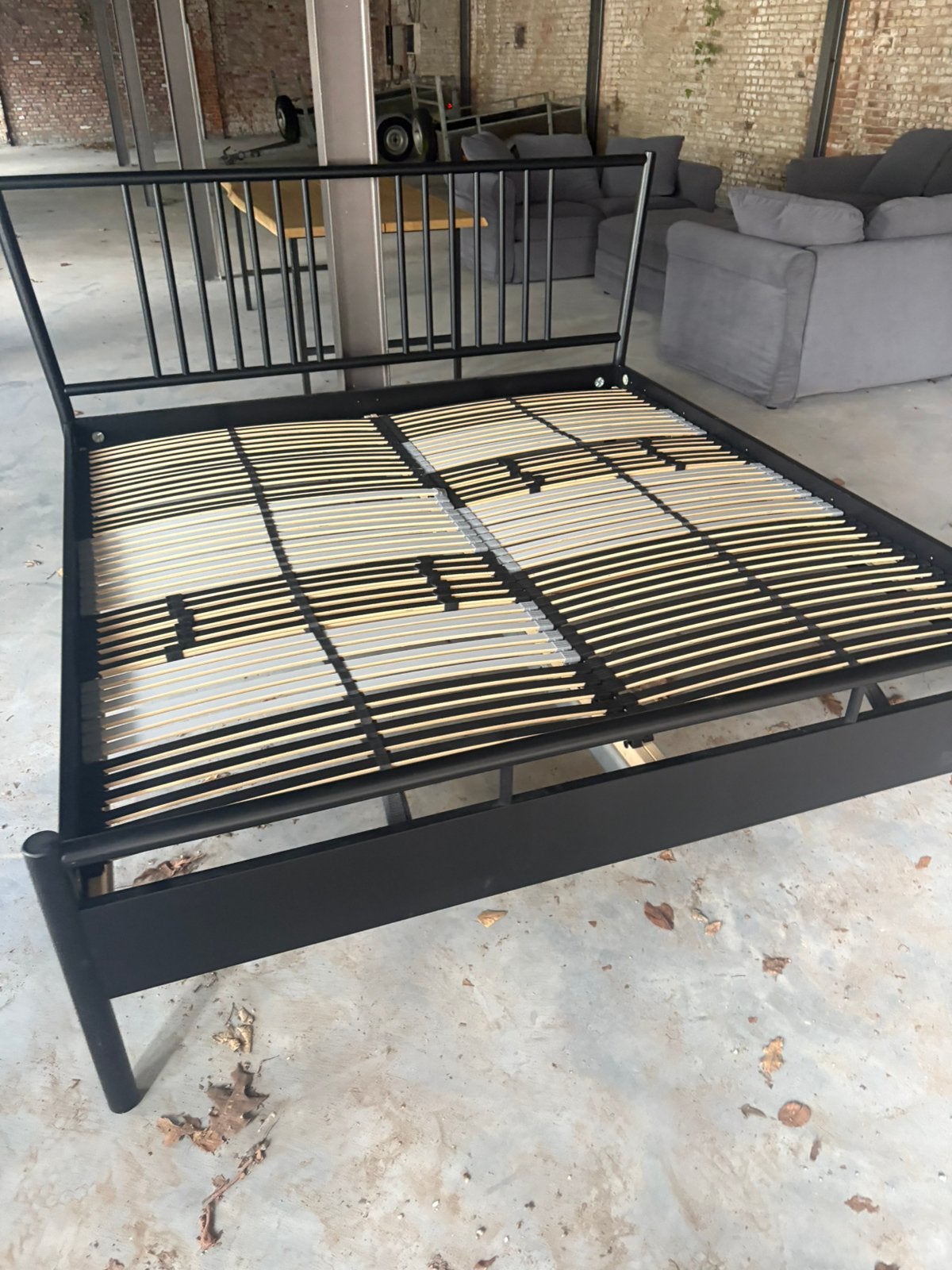 IKEA STJÄRNÖ tweepersoonsbed met LEIRSUND lattenbodem, Ophalen of Verzenden, Zo goed als nieuw, Zwart