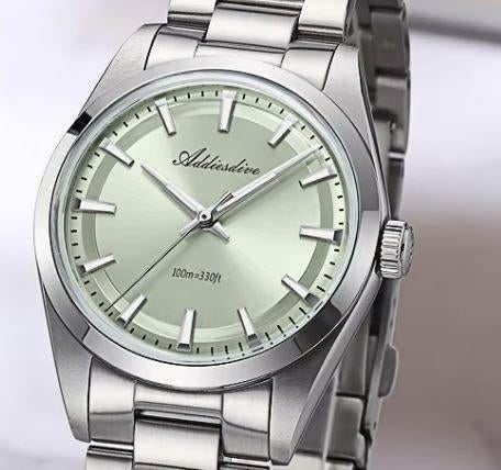 New Addiesdive 2066 Seiko Meca-Quartz + bruine leren band, Ophalen of Verzenden, Nieuw, Groen