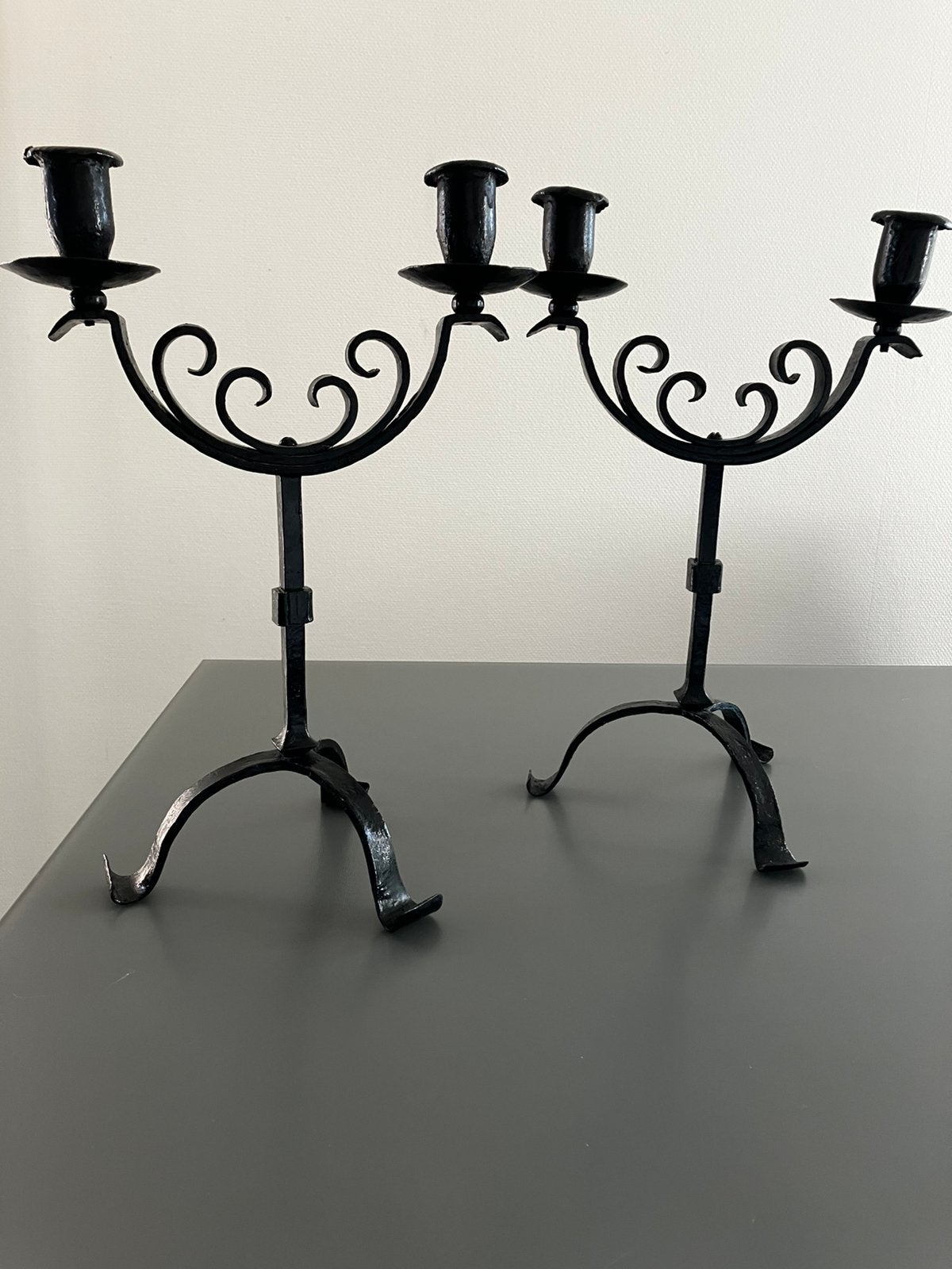 Set metalen kandelaars, H 42 cm., Ophalen of Verzenden