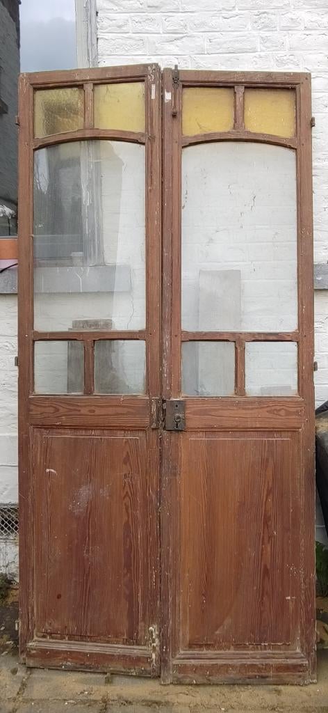 Ensemble double porte pitchpin, fenêtre et imposte, Enlèvement, Utilisé, Vitre comprise, Autres types