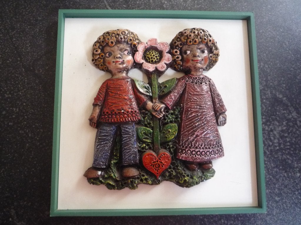 Wandlijst lookalike Happy Flower Children (E. V. Perignem), Overige materialen, Gebruikt, 29 cm, Met ophangsysteem