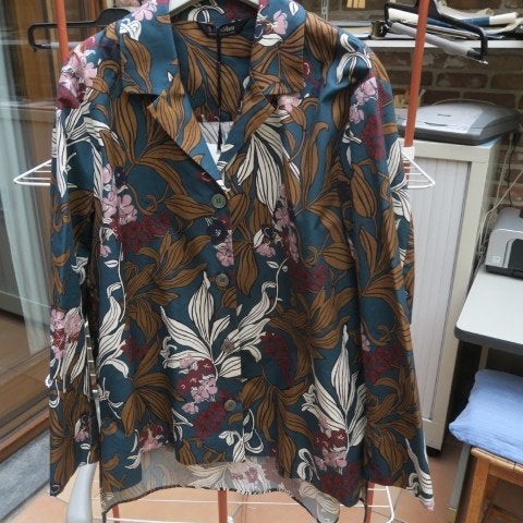 Jas nieuw print bruin groen 'S Max Mara mt 46, Neuf, Taille 46/48 (XL) ou plus grande, Enlèvement ou Envoi, Multicolore