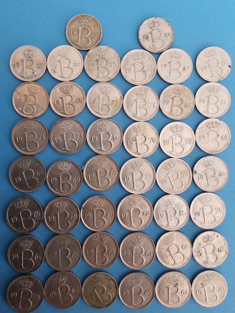 Belgische 25 Centiemen Koning Boudewijn (1964-1975), Ophalen of Verzenden, Overig, Setje
