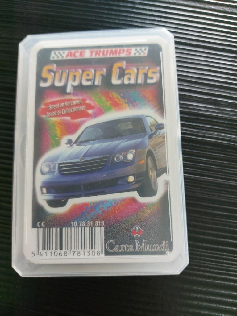 Ace Trump super cars verzamelkaarten van carta mundi, Ophalen, Zo goed als nieuw, Kwartet(ten)