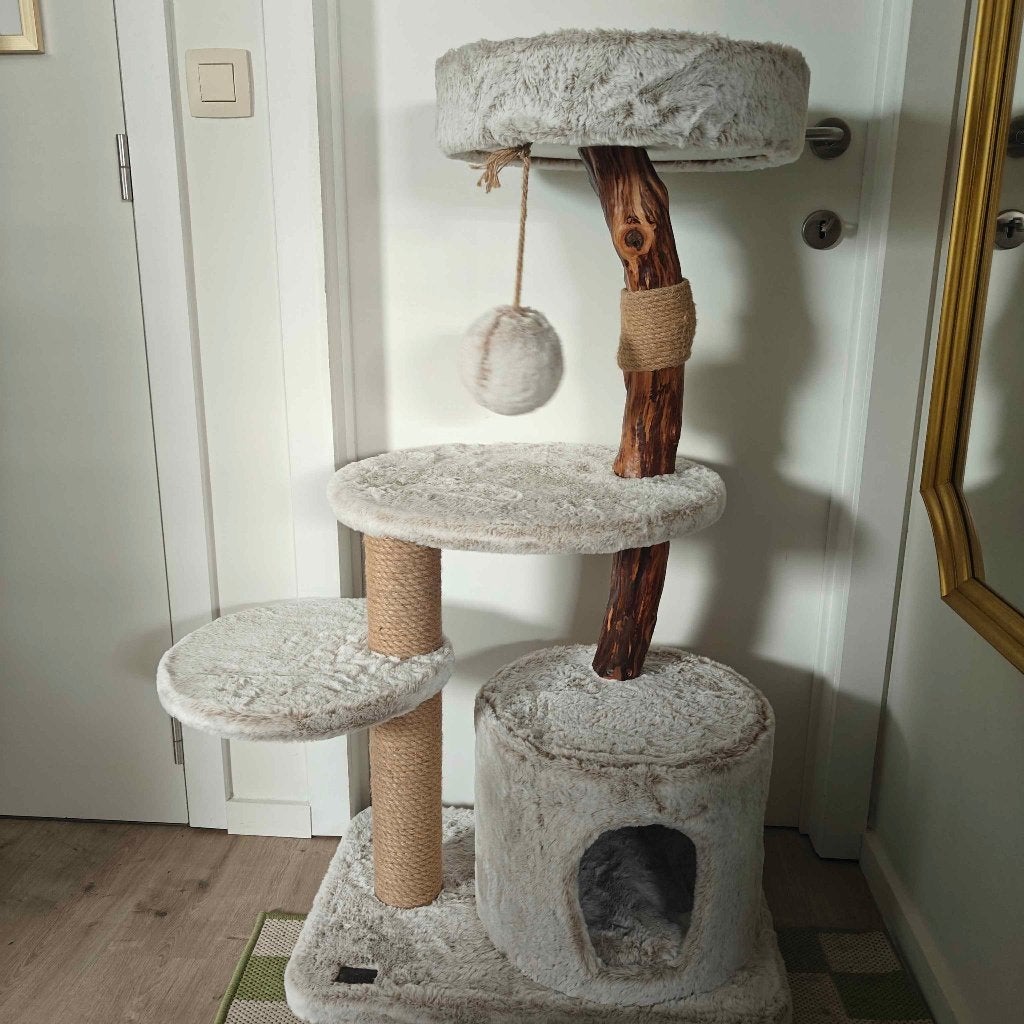 Grote luxe kattenkrabpaal / kattenboom met mand & huisje, Enlèvement, Comme neuf