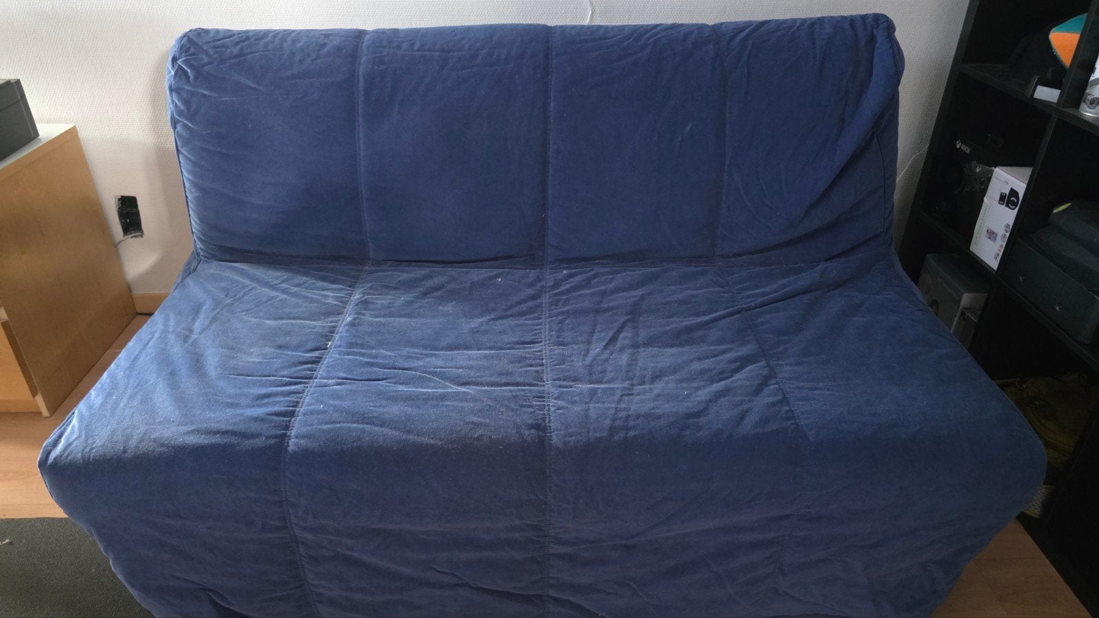 Ikea 2-zits slaapbank met blauwe cover, Huis en Inrichting, Slaapkamer | Slaapbanken, Ophalen, Gebruikt, Blauw, Tweepersoons