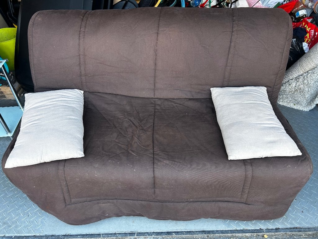 Canapé lit banquette, Maison & Meubles, 140 cm, Brun, Enlèvement, Utilisé