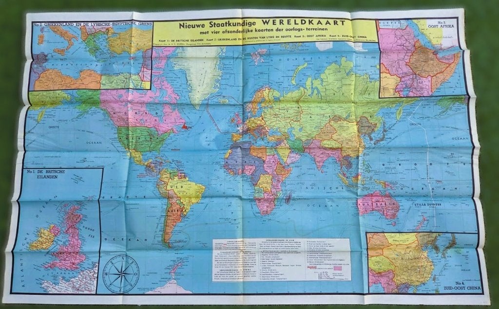 WOII Wereldkaart., Ophalen of Verzenden