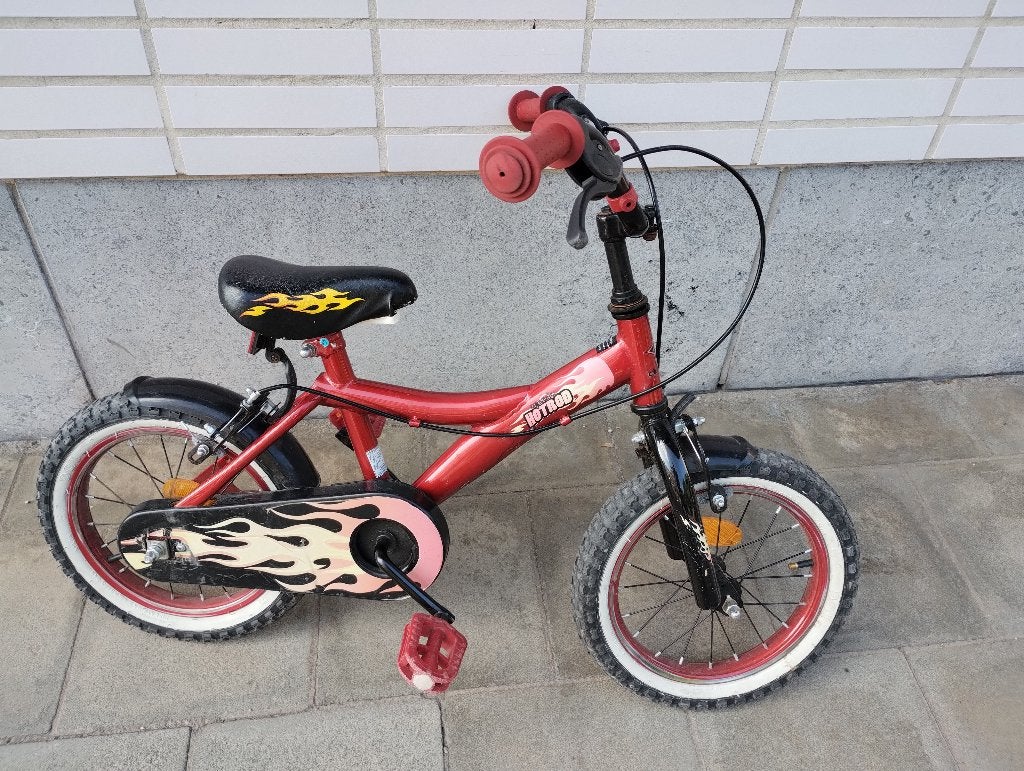 vélo enfant 14" rouge, Vélos & Vélomoteurs, Enlèvement, Utilisé, Frein sur jante, Moins de 16 pouces