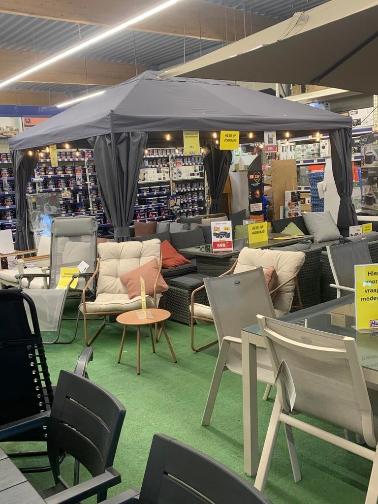 Grijze zonnetent- party tent v hubo 3x4m, Tuin en Terras, Ophalen, Zo goed als nieuw