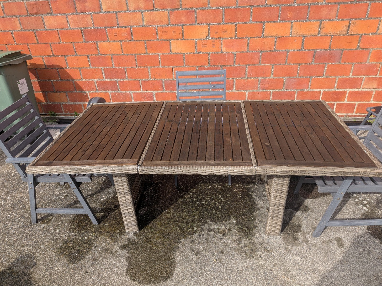tuintafel met 4 stoelen, Ophalen, Gebruikt, Rechthoekig, Kunststof