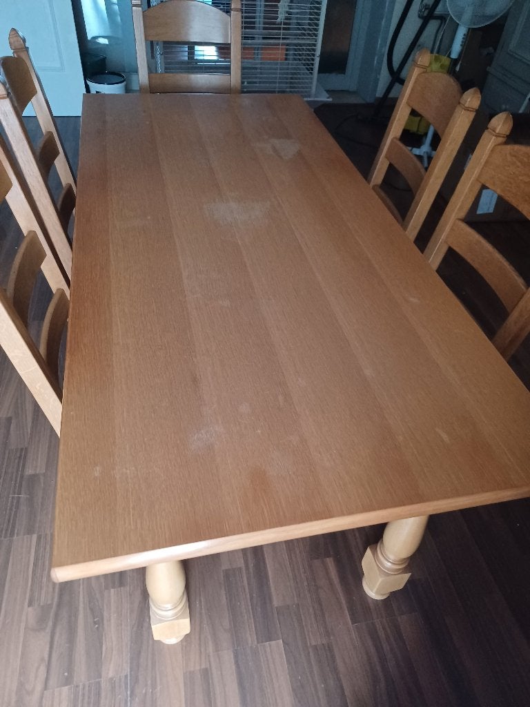 Tafel en 6 stoelen luikseik, Ophalen, Gebruikt, Luikse eik, 4 tot 6 stoelen