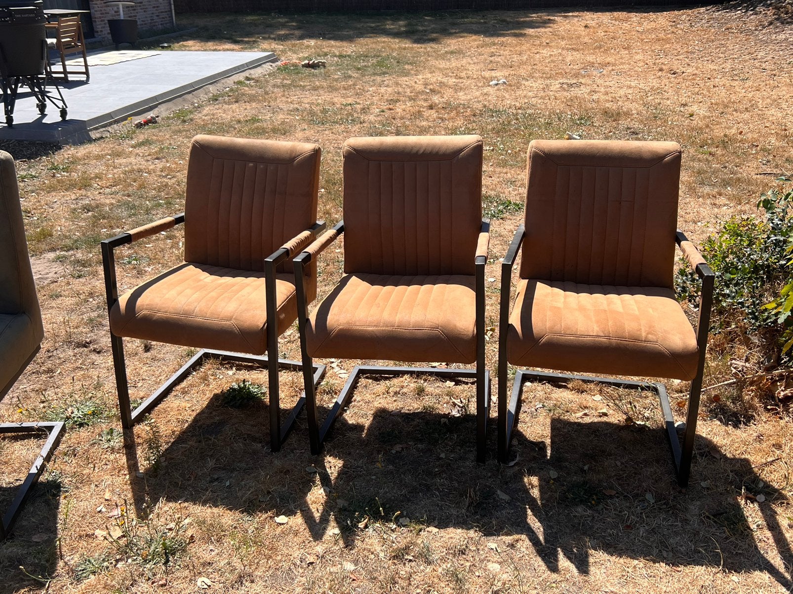 Eetkamer set + fauteuil suède, Huis en Inrichting, Stoelen, Ophalen, Gebruikt, Stof, Vijf, Zes of meer stoelen
